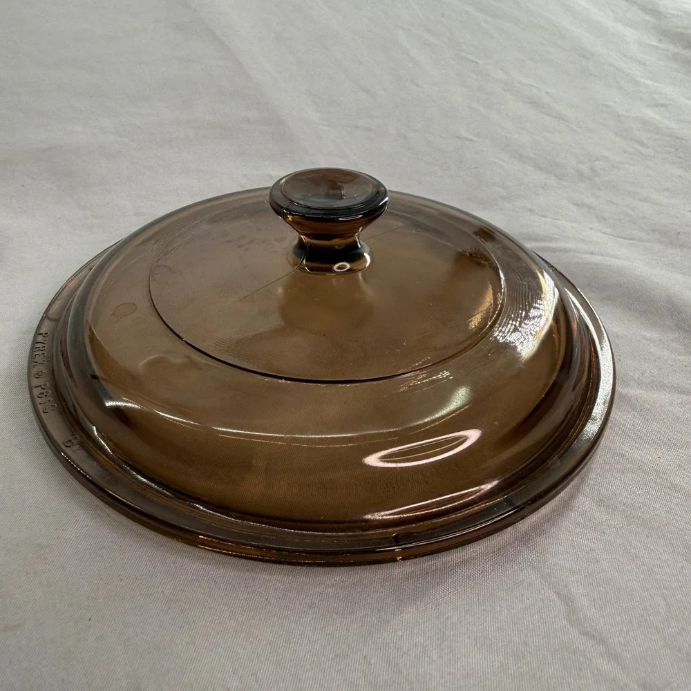 Vintage Pyrex Vision Amber Glass Replacement Lid P-81-C Round Brown 6 inch Cover